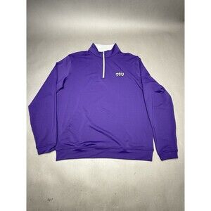 TCU HORNED FROGS / PETER MILLAR - Embroidered M Performance Pullover Purple